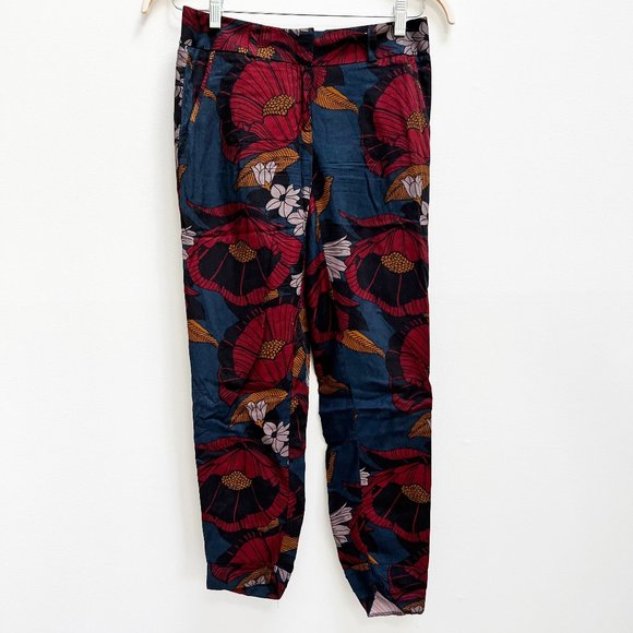 LOFT Large Print Floral Jogger Pants with Slant Pockets - Picture 2 of 12